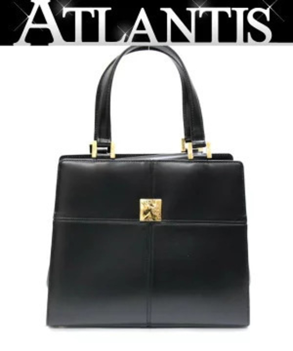 Saint Laurent Yves Plate Handbag Leather Black